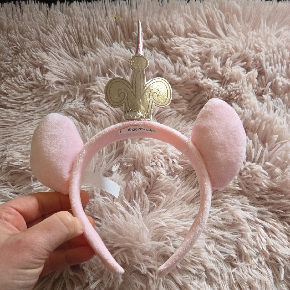 Hasbro Pink Plush Unicorn  Headband with Gold Crown